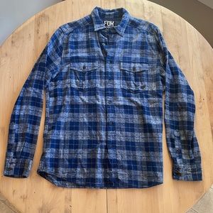 Mens Fox button down plaid shirt, size Large